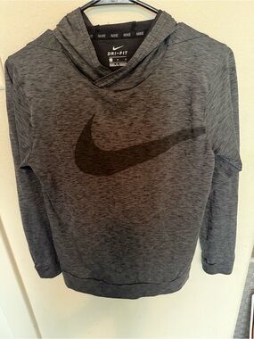 Nike Grey Dri-FIT Hooded Long-Sleeve Shirt